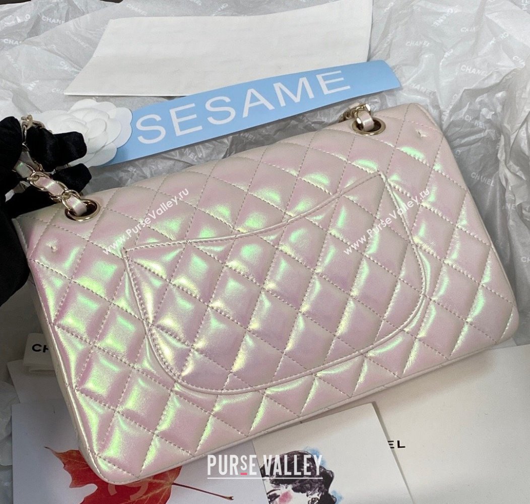 Chanel Grained Calfskin Classic Medium Flap Bag A01112 Pearly Pink/Gold 2024 1209 (SM-241209058)