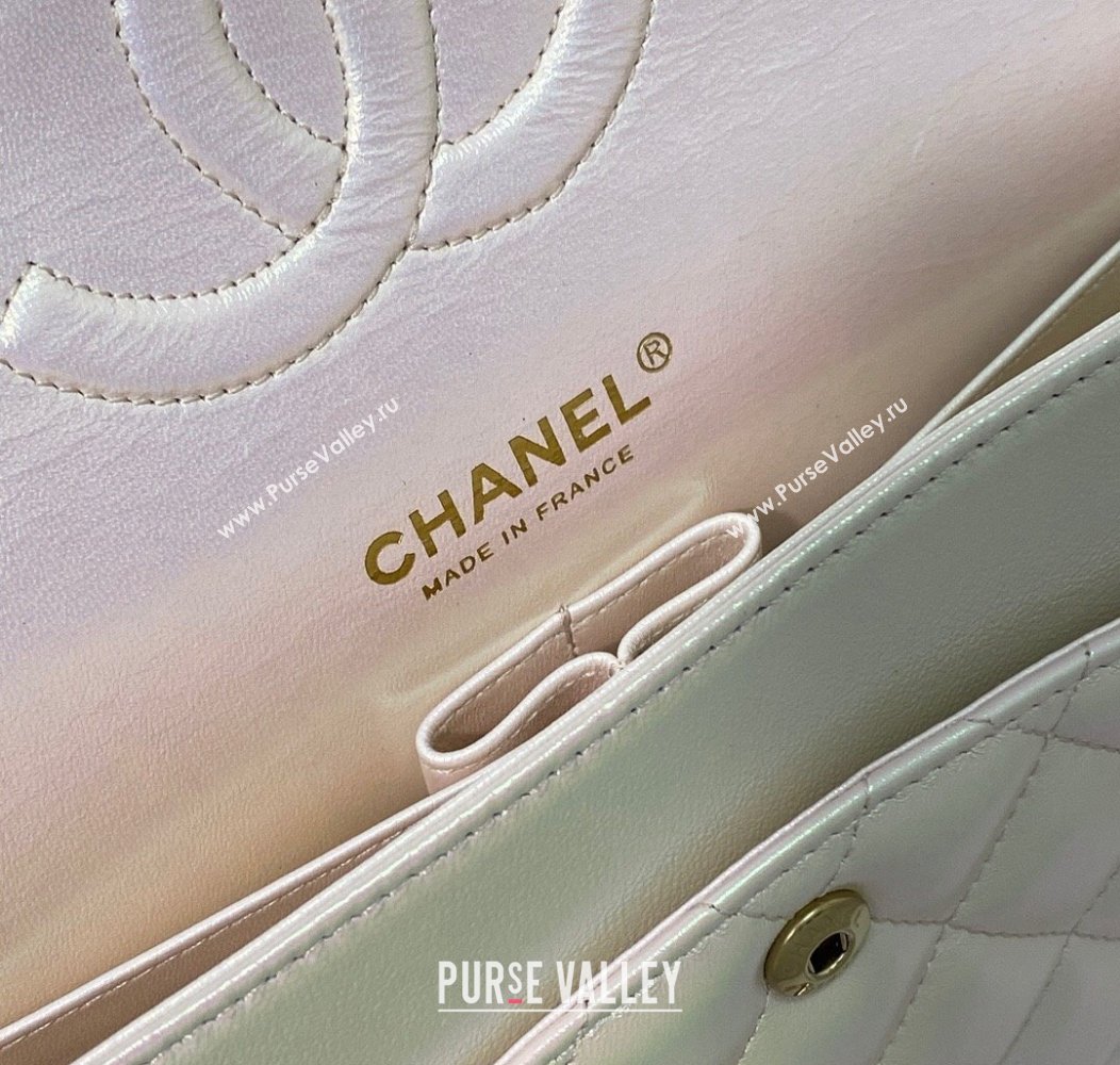 Chanel Grained Calfskin Classic Medium Flap Bag A01112 Pearly Pink/Gold 2024 1209 (SM-241209058)