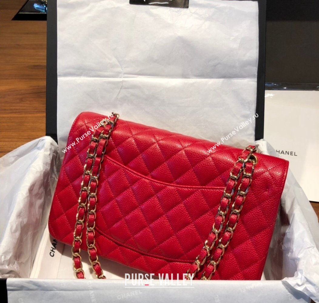 Chanel Caviar Grained Calfskin Classic Medium Flap Bag A01112 Red 2024 TOP (SM-241209064)