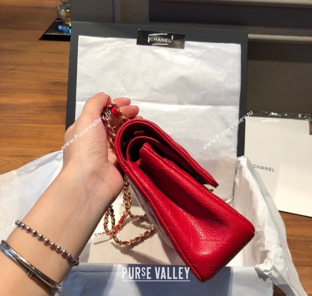 Chanel Caviar Grained Calfskin Classic Medium Flap Bag A01112 Red 2024 TOP (SM-241209064)