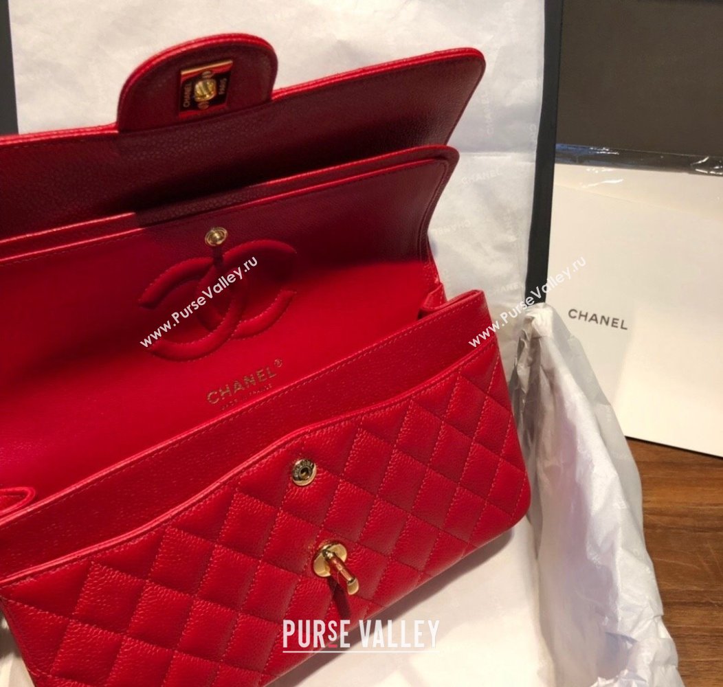 Chanel Caviar Grained Calfskin Classic Medium Flap Bag A01112 Red 2024 TOP (SM-241209064)