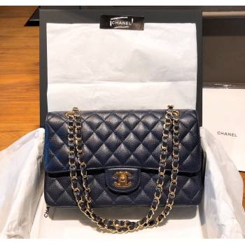 Chanel Caviar Grained Calfskin Classic Medium Flap Bag A01112 Dark Blue 2024 TOP (SM-241209065)