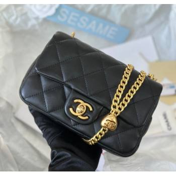 Chanel Lambskin Mini Flap Bag with Heart Chain AS3828 Black 2024 (SM-241209012)