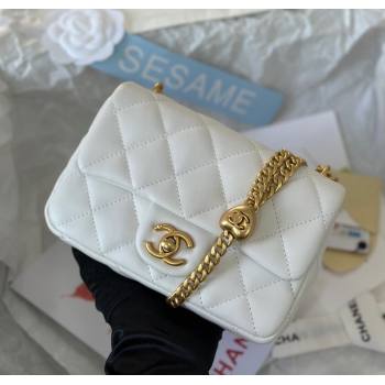 Chanel Lambskin Mini Flap Bag with Heart Chain AS3828 White 2024 (SM-241209013)