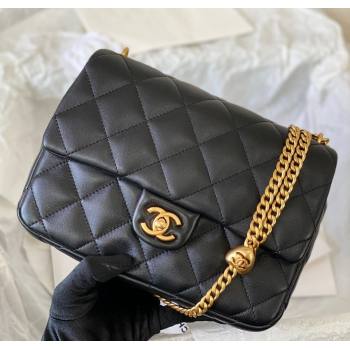 Chanel Lambskin Medium Flap Bag with Heart Chain AS3821 Black 2024 (SM-241209022)