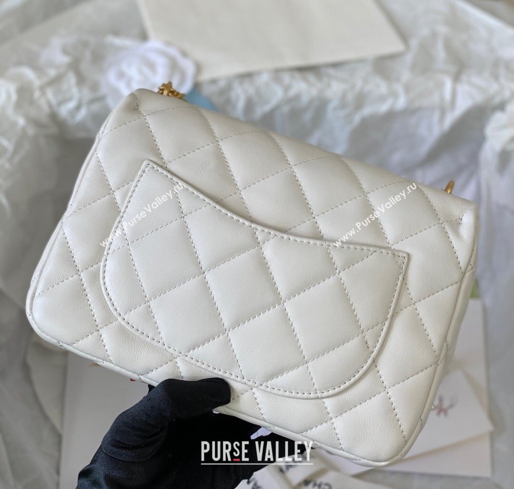 Chanel Lambskin Medium Flap Bag with Heart Chain AS3821 White 2024 (SM-241209023)