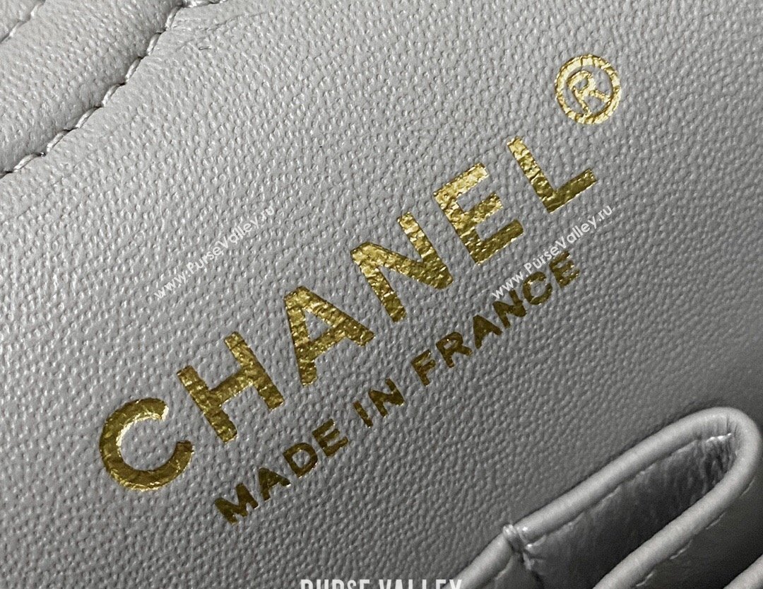 Chanel Classic Grained Calfskin Medium Flap Bag A01112 Grey/Gold 2024 1209 (YD-241209010)