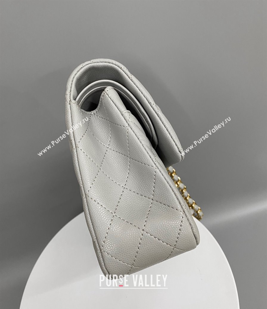 Chanel Classic Grained Calfskin Medium Flap Bag A01112 Grey/Gold 2024 1209 (YD-241209010)