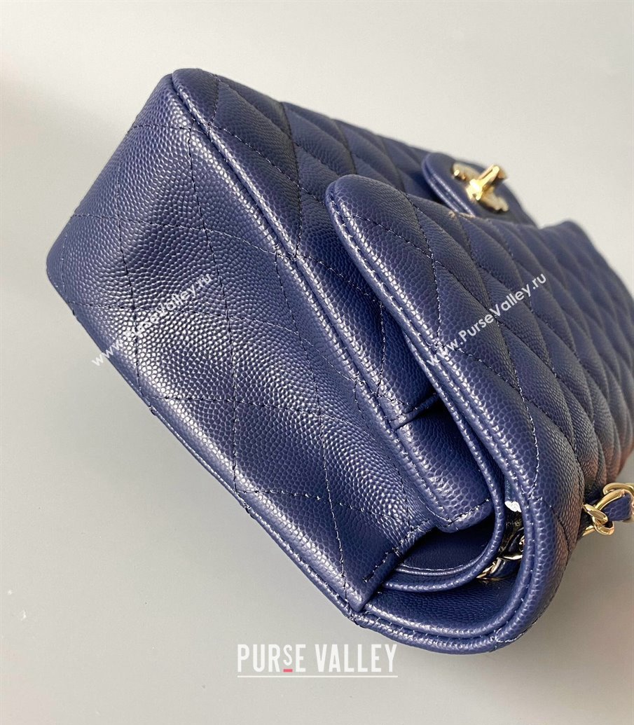 Chanel Classic Grained Calfskin Medium Flap Bag A01112 Dark Blue 2024 1209 (YD-241209005)