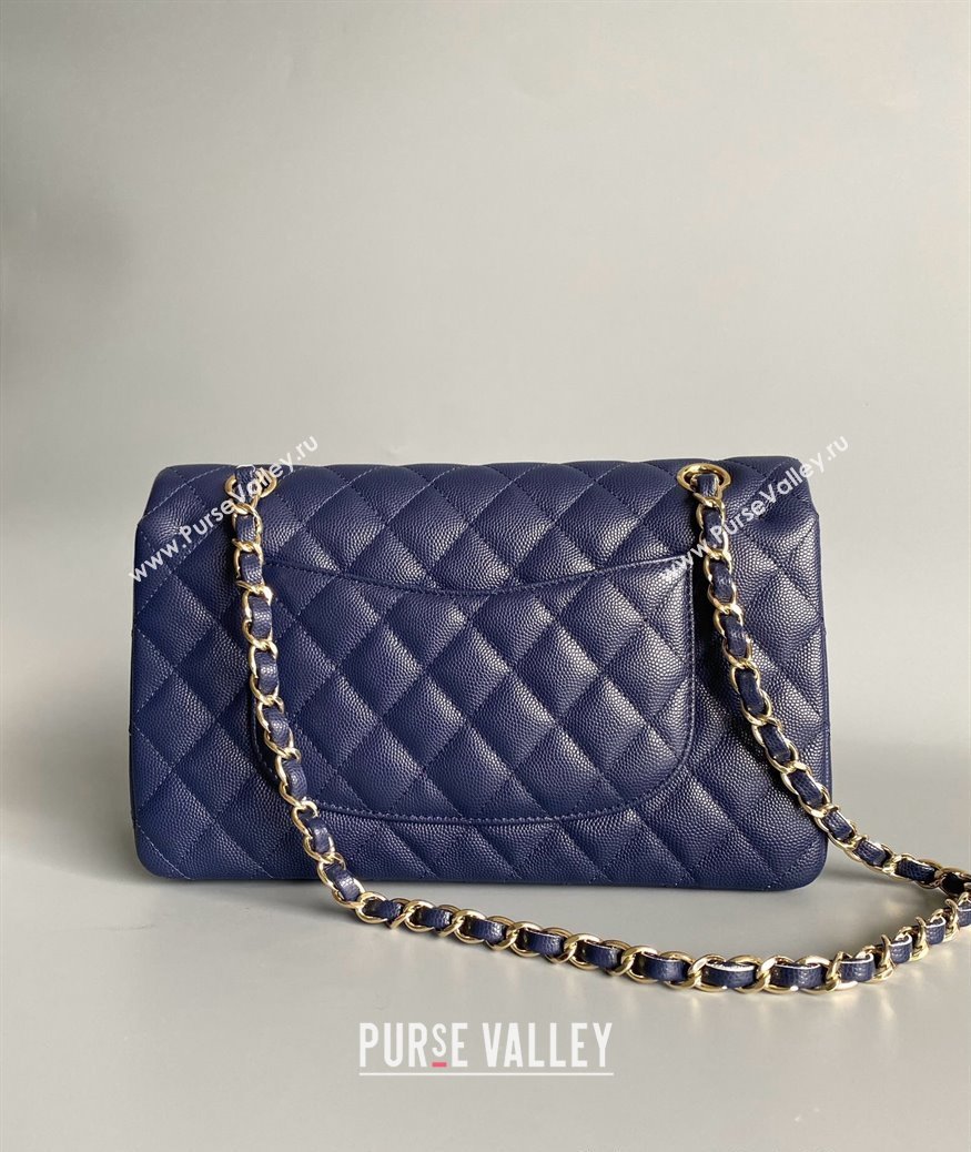 Chanel Classic Grained Calfskin Medium Flap Bag A01112 Dark Blue 2024 1209 (YD-241209005)