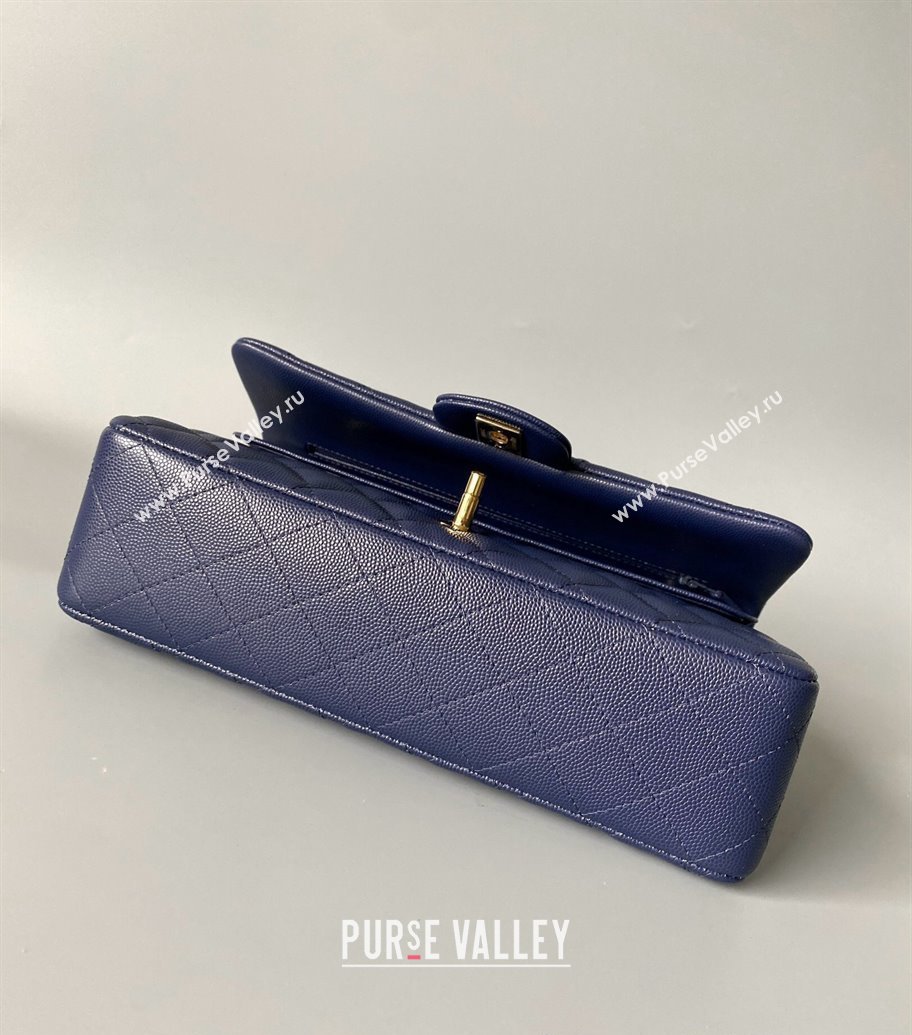 Chanel Classic Grained Calfskin Medium Flap Bag A01112 Dark Blue 2024 1209 (YD-241209005)