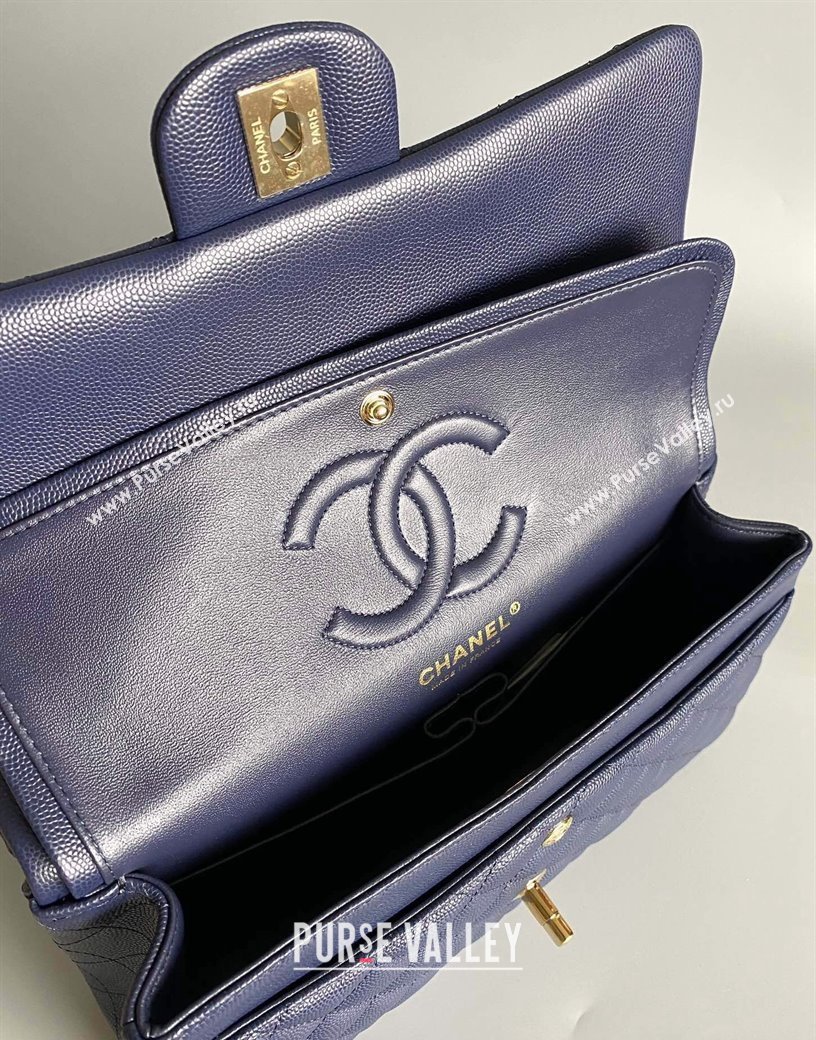 Chanel Classic Grained Calfskin Medium Flap Bag A01112 Dark Blue 2024 1209 (YD-241209005)