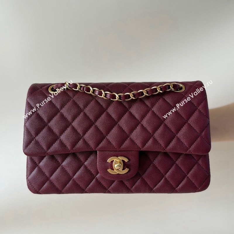 Chanel Classic Grained Calfskin Medium Flap Bag A01112 Dark Purple 2024 1209 (YD-241209006)