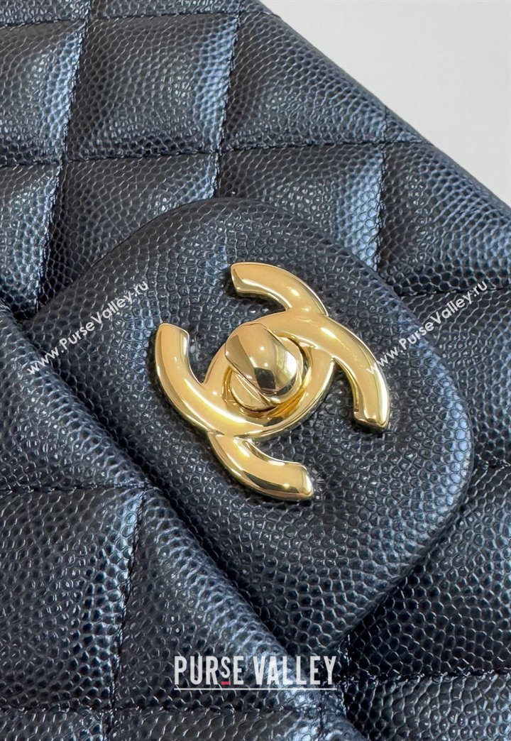 Chanel Classic Grained Calfskin Medium Flap Bag A01112 Black/Gold 2024 1209 (YD-241209001)