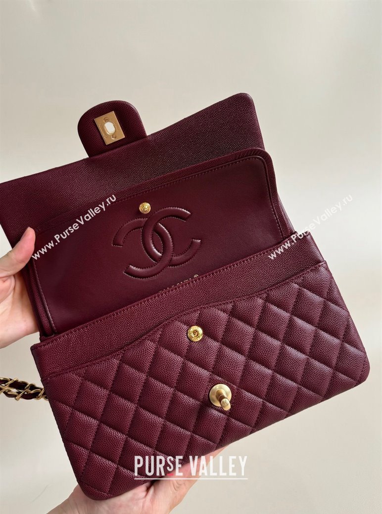 Chanel Classic Grained Calfskin Medium Flap Bag A01112 Dark Purple 2024 1209 (YD-241209006)