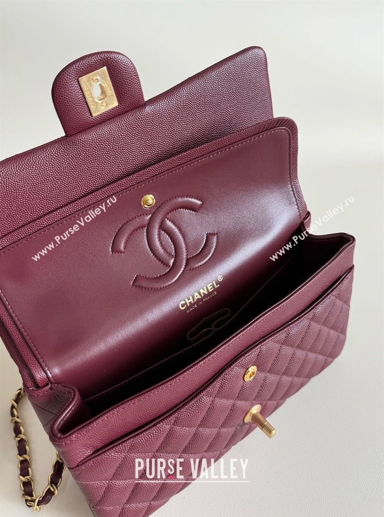 Chanel Classic Grained Calfskin Medium Flap Bag A01112 Dark Purple 2024 1209 (YD-241209006)