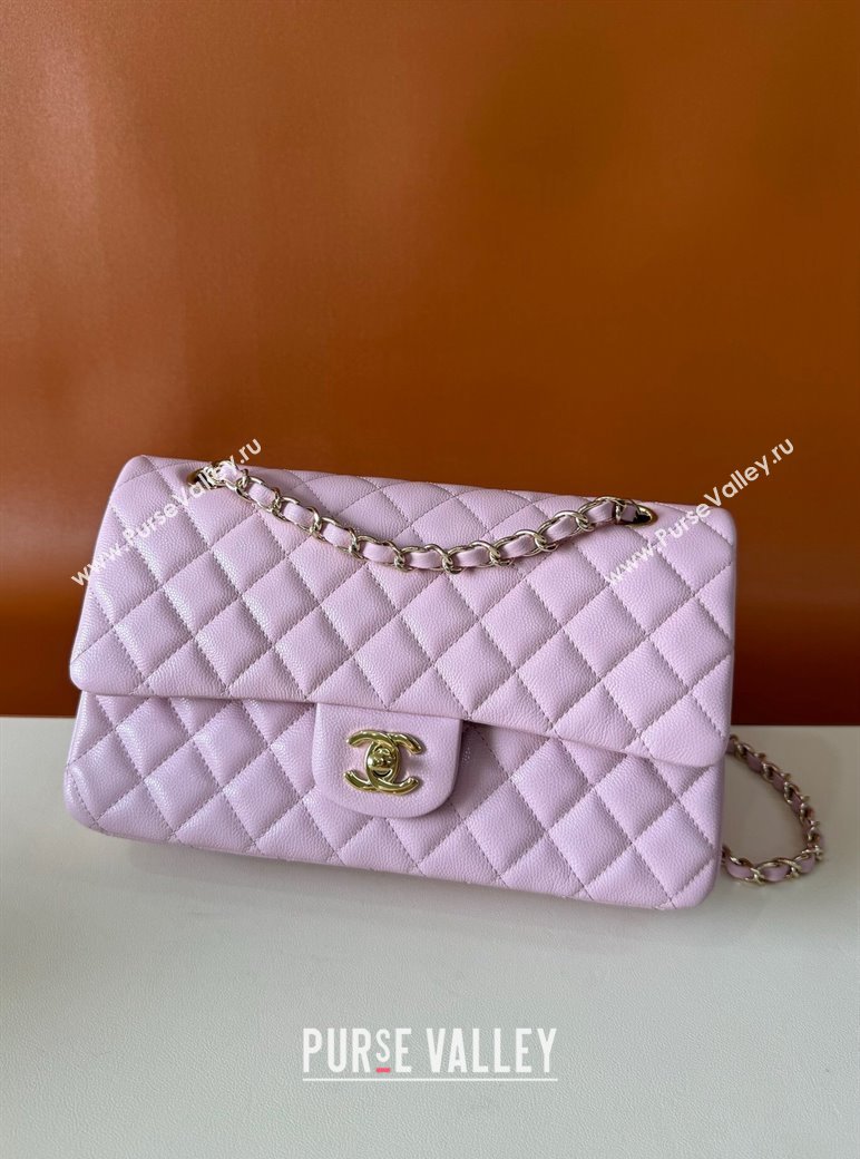 Chanel Classic Grained Calfskin Medium Flap Bag A01112 Light Purple 2024 1209 (YD-241209007)