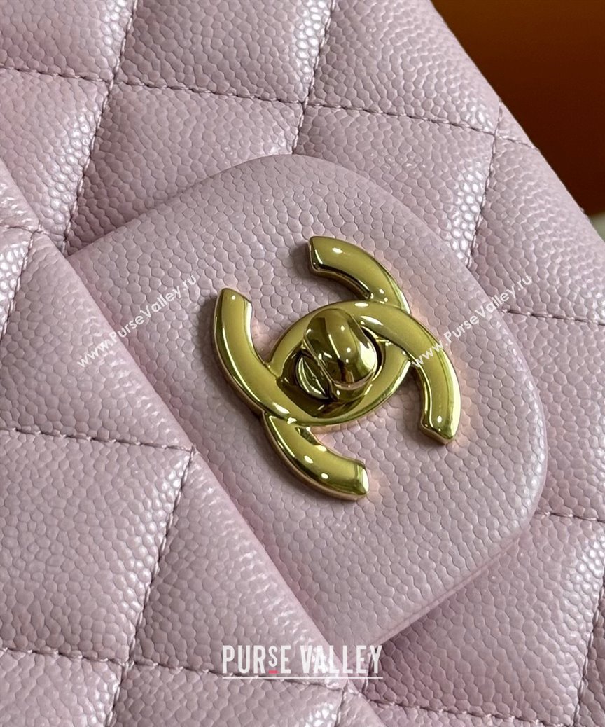 Chanel Classic Grained Calfskin Medium Flap Bag A01112 Light Purple 2024 1209 (YD-241209007)