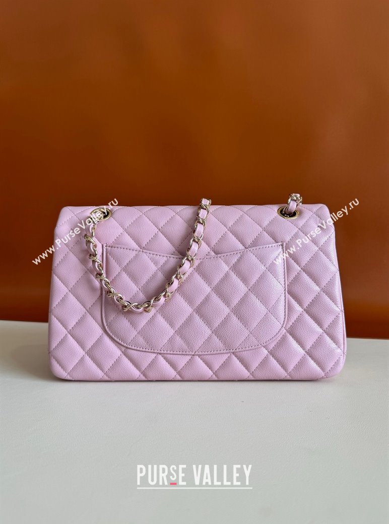 Chanel Classic Grained Calfskin Medium Flap Bag A01112 Light Purple 2024 1209 (YD-241209007)