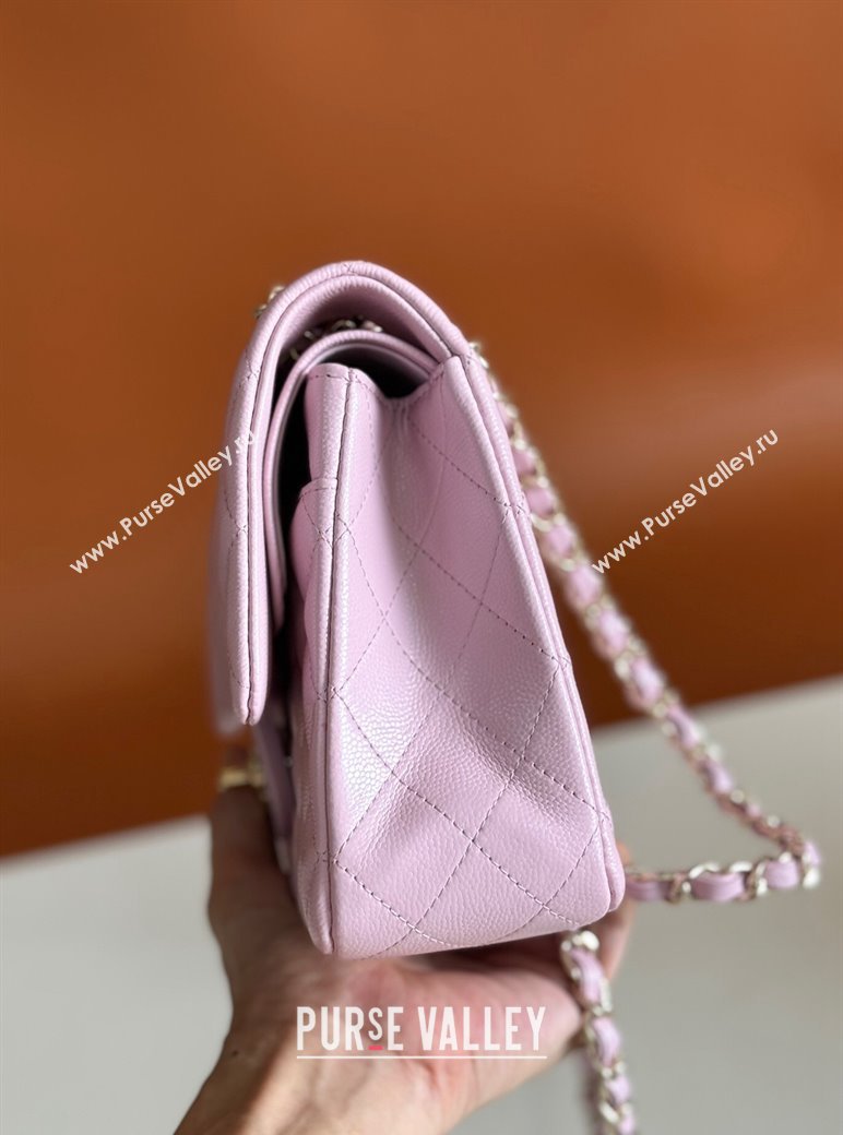 Chanel Classic Grained Calfskin Medium Flap Bag A01112 Light Purple 2024 1209 (YD-241209007)