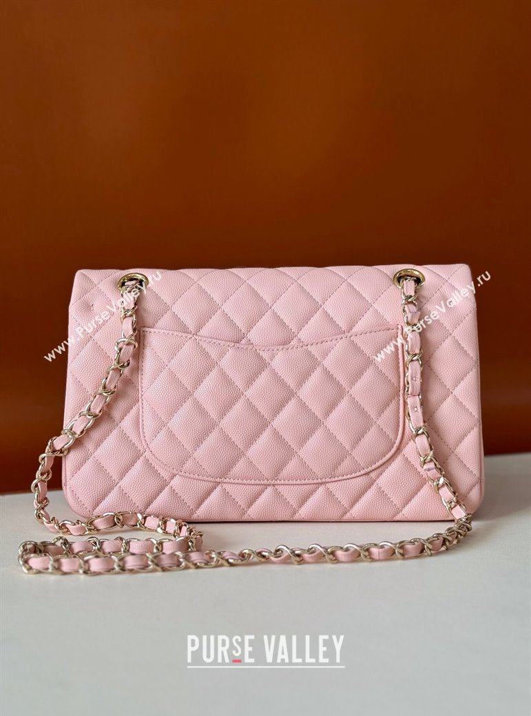 Chanel Classic Grained Calfskin Medium Flap Bag A01112 Sakula Pink 2024 1209 (YD-241209008)