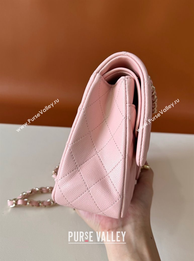 Chanel Classic Grained Calfskin Medium Flap Bag A01112 Sakula Pink 2024 1209 (YD-241209008)