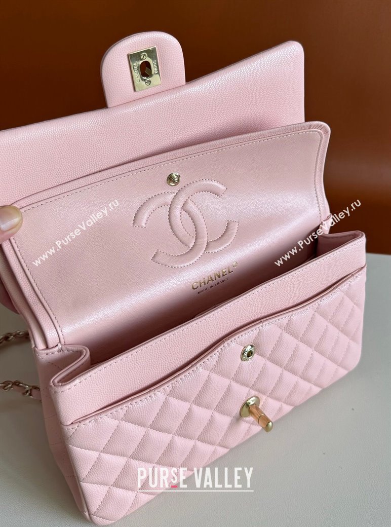 Chanel Classic Grained Calfskin Medium Flap Bag A01112 Sakula Pink 2024 1209 (YD-241209008)