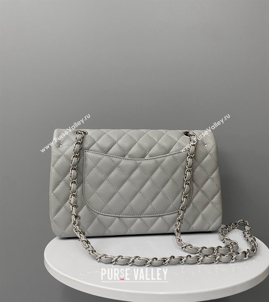 Chanel Classic Grained Calfskin Medium Flap Bag A01112 Grey/Silver 2024 1209 (YD-241209009)