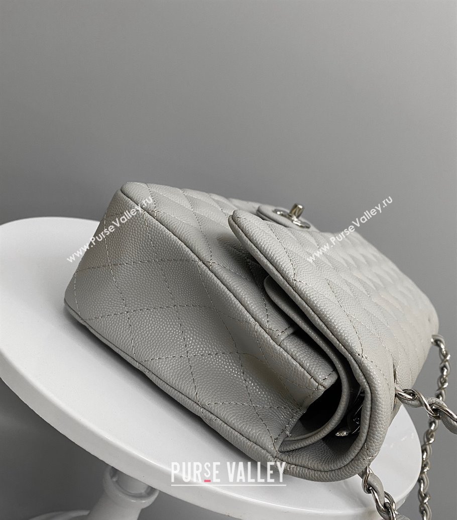 Chanel Classic Grained Calfskin Medium Flap Bag A01112 Grey/Silver 2024 1209 (YD-241209009)