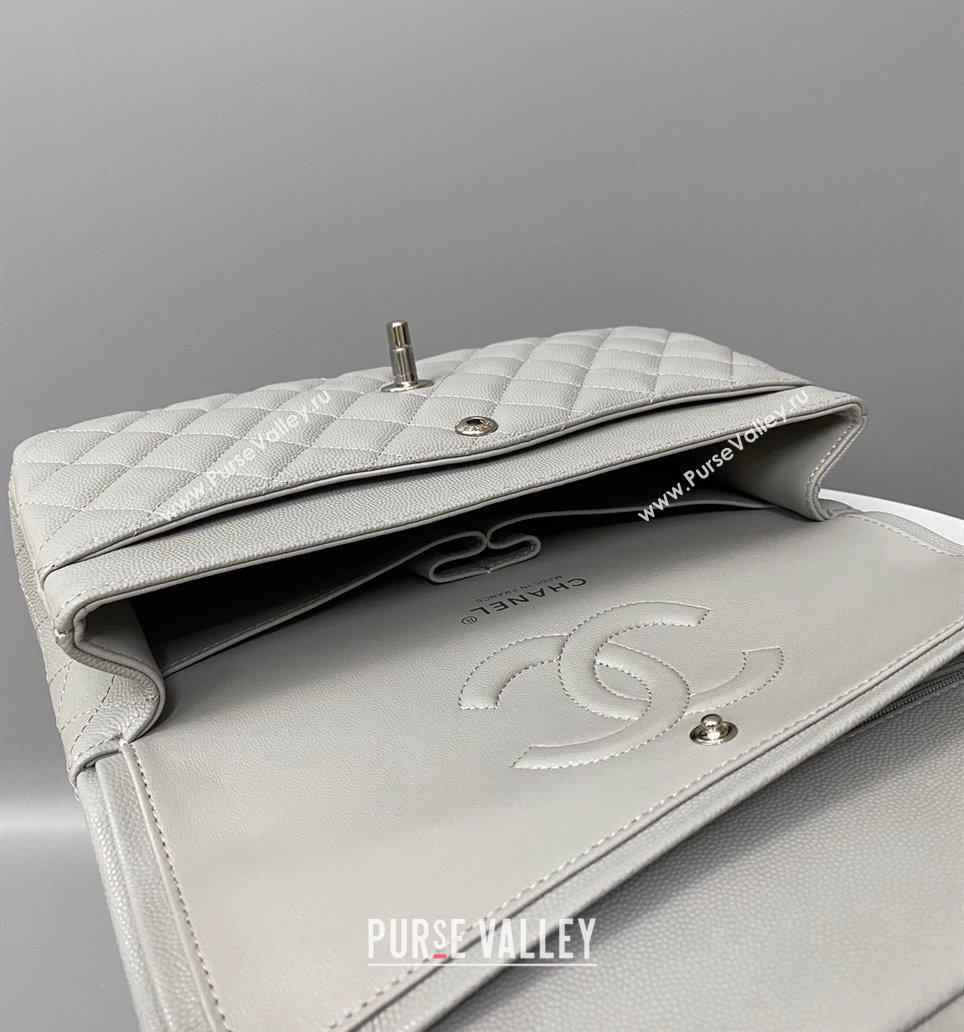 Chanel Classic Grained Calfskin Medium Flap Bag A01112 Grey/Silver 2024 1209 (YD-241209009)