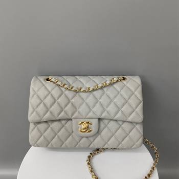 Chanel Classic Grained Calfskin Medium Flap Bag A01112 Grey/Gold 2024 1209 (YD-241209010)