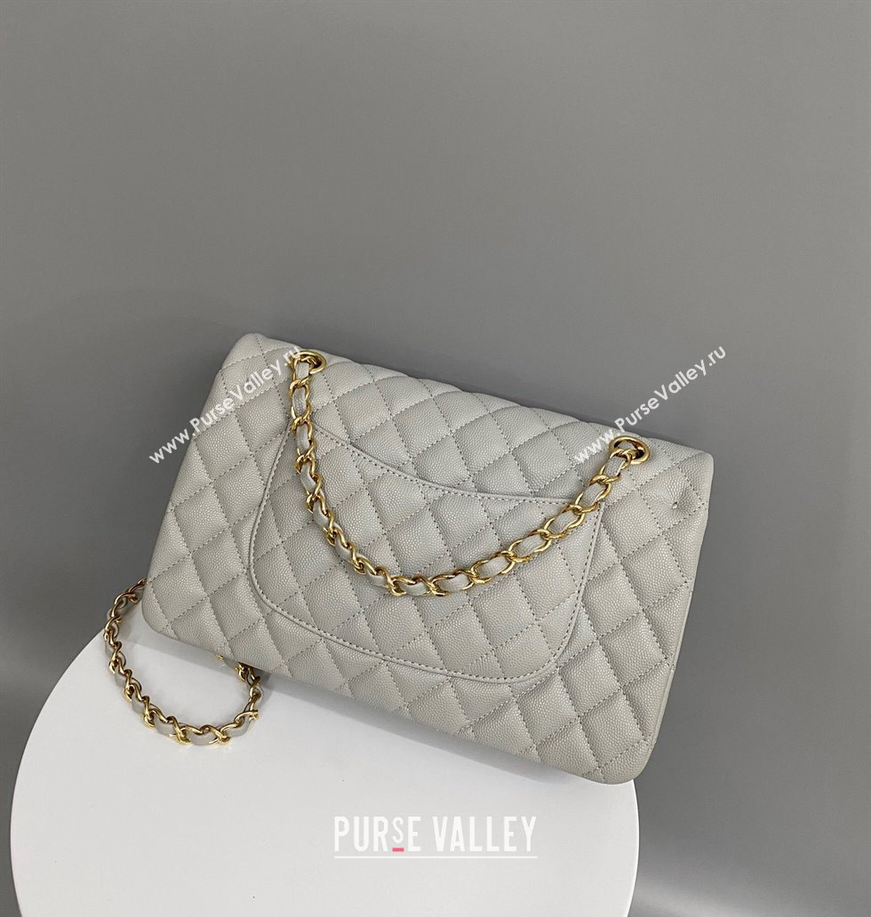 Chanel Classic Grained Calfskin Medium Flap Bag A01112 Grey/Gold 2024 1209 (YD-241209010)