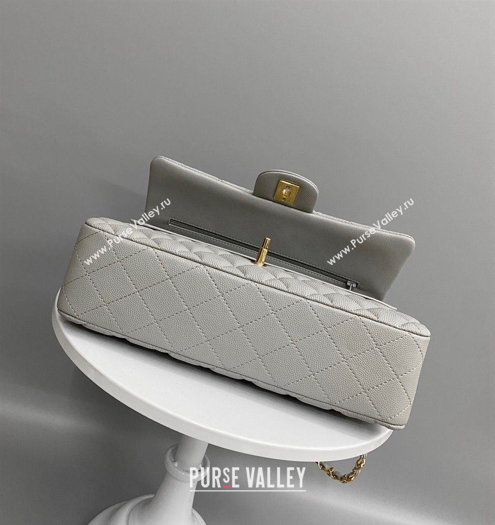 Chanel Classic Grained Calfskin Medium Flap Bag A01112 Grey/Gold 2024 1209 (YD-241209010)