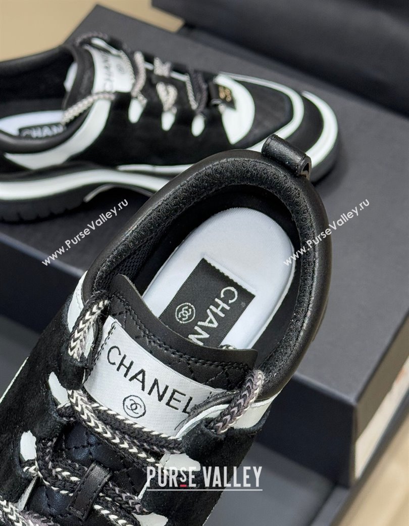 Chanel Suede and Calfskin Sneakers Black 2024 CH010201 (SS-240102011)