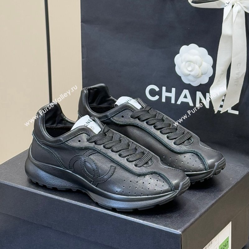 Chanel Calfskin Leather Sneakers Black 2024 G46252 (SS-240102012)