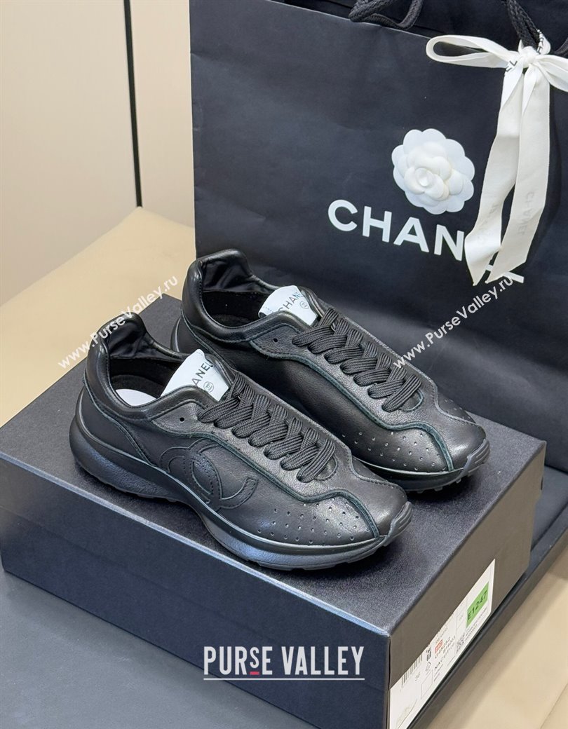 Chanel Calfskin Leather Sneakers Black 2024 G46252 (SS-240102012)