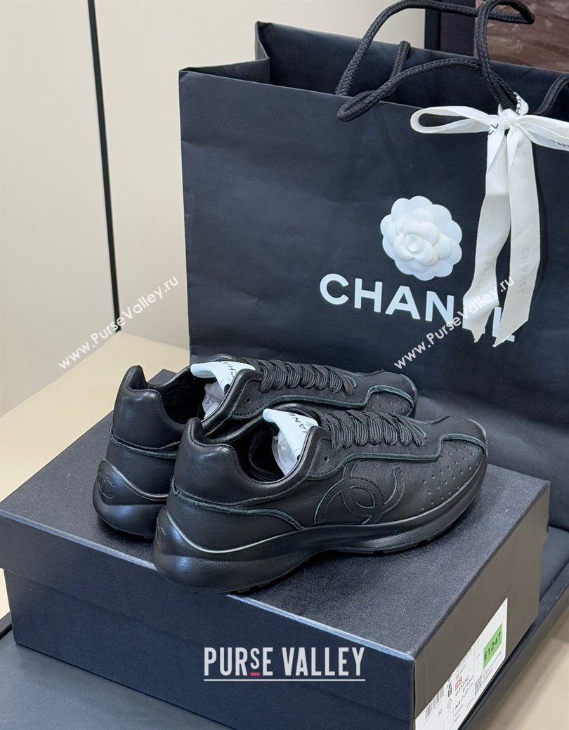 Chanel Calfskin Leather Sneakers Black 2024 G46252 (SS-240102012)