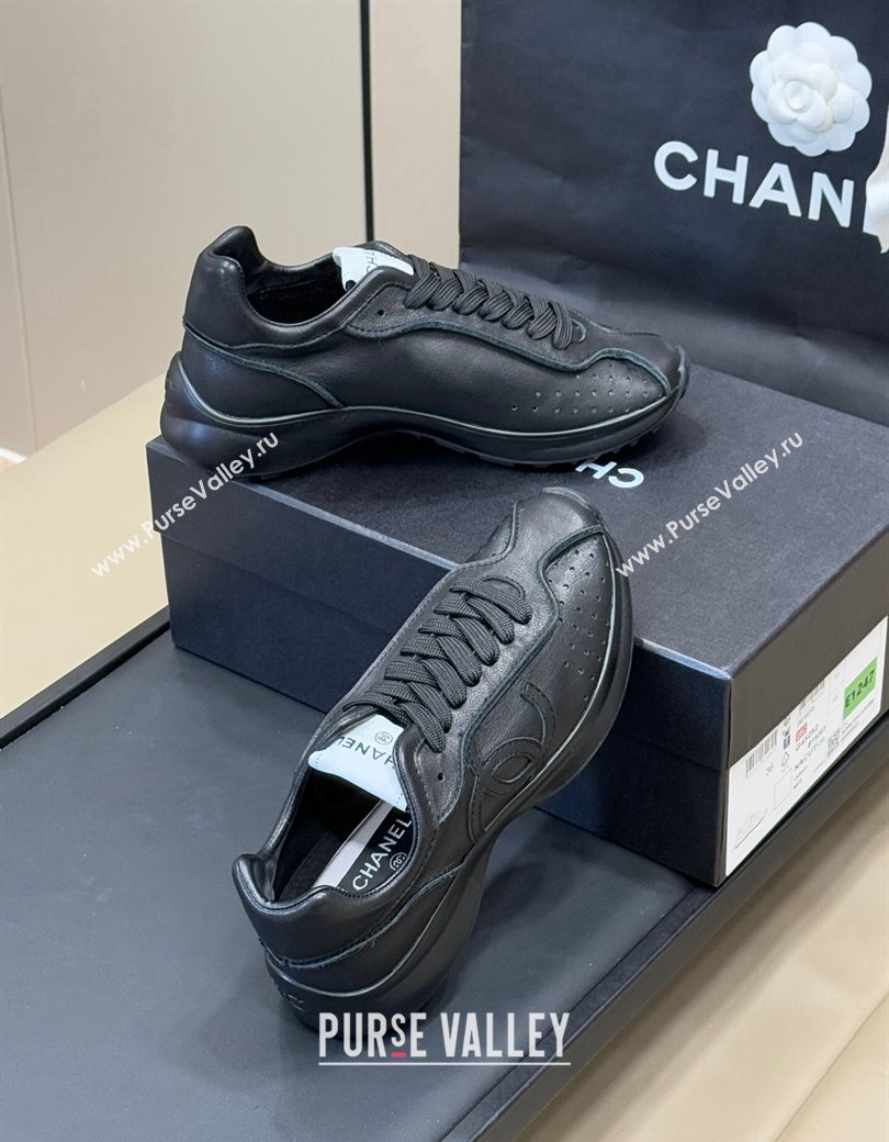 Chanel Calfskin Leather Sneakers Black 2024 G46252 (SS-240102012)