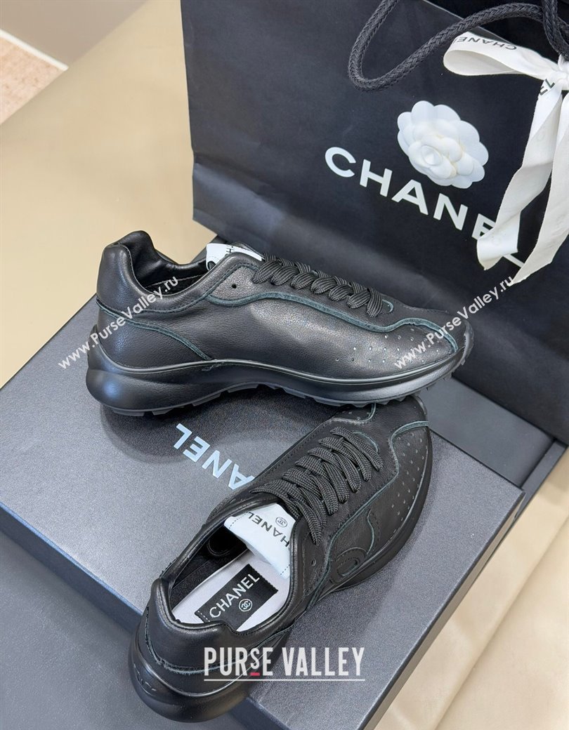 Chanel Calfskin Leather Sneakers Black 2024 G46252 (SS-240102012)