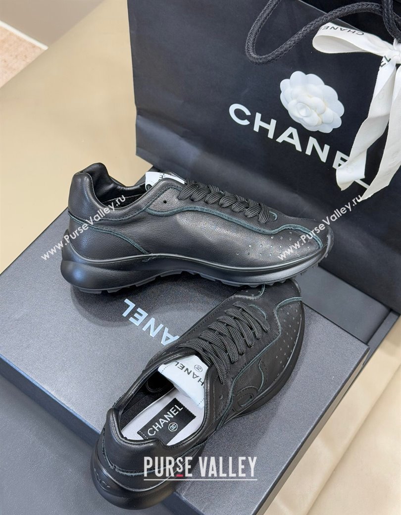 Chanel Calfskin Leather Sneakers Black 2024 G46252 (SS-240102012)