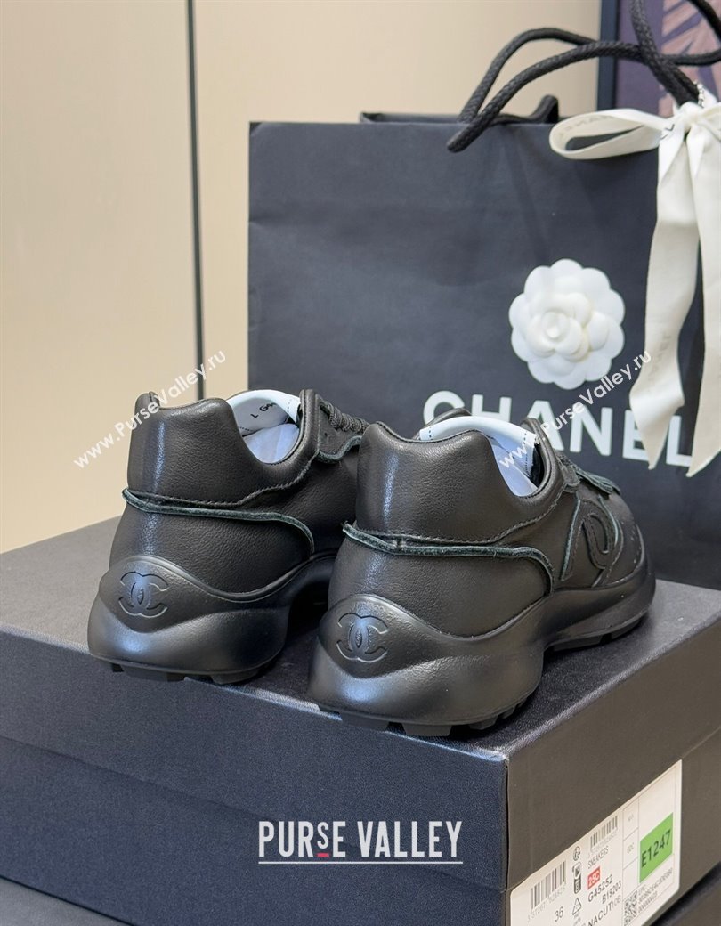 Chanel Calfskin Leather Sneakers Black 2024 G46252 (SS-240102012)