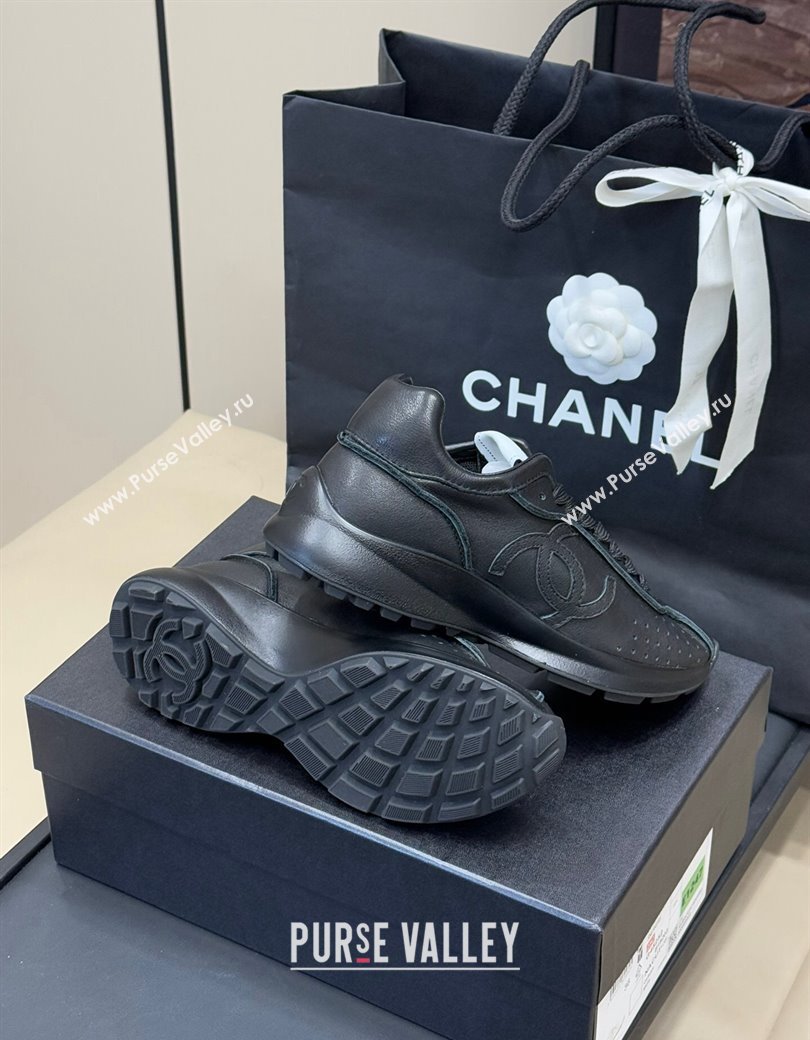 Chanel Calfskin Leather Sneakers Black 2024 G46252 (SS-240102012)