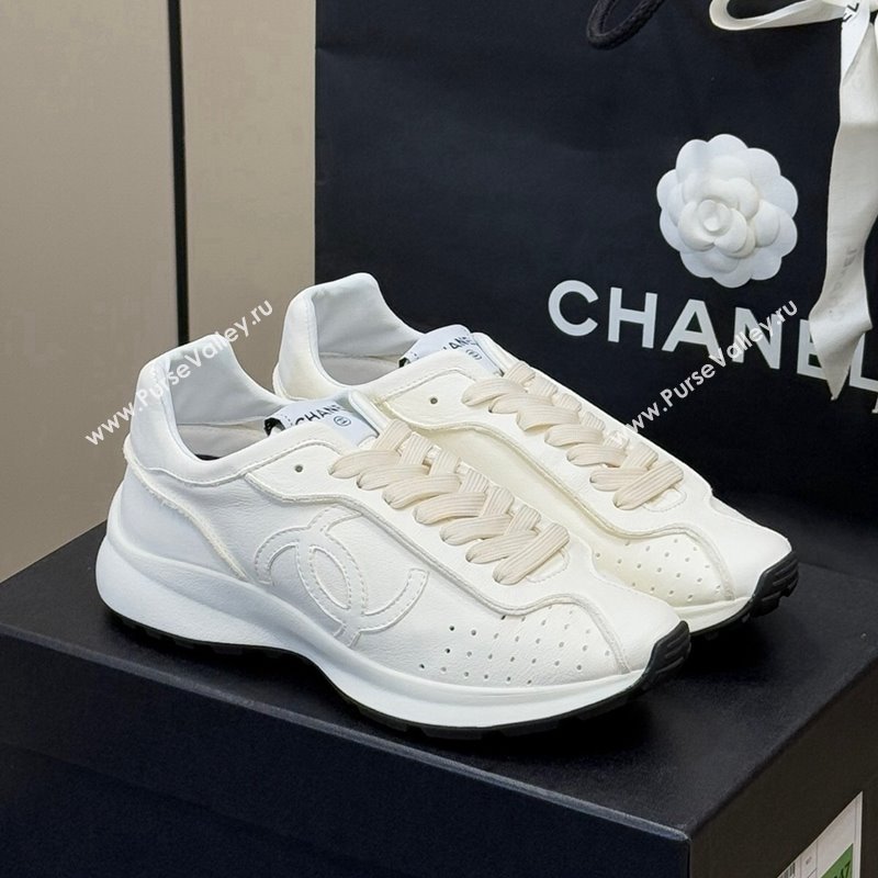 Chanel Calfskin Leather Sneakers White 2024 G46252 (SS-240102013)