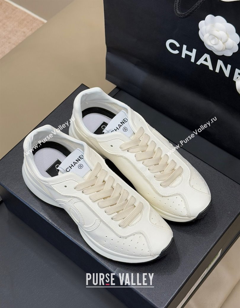 Chanel Calfskin Leather Sneakers White 2024 G46252 (SS-240102013)