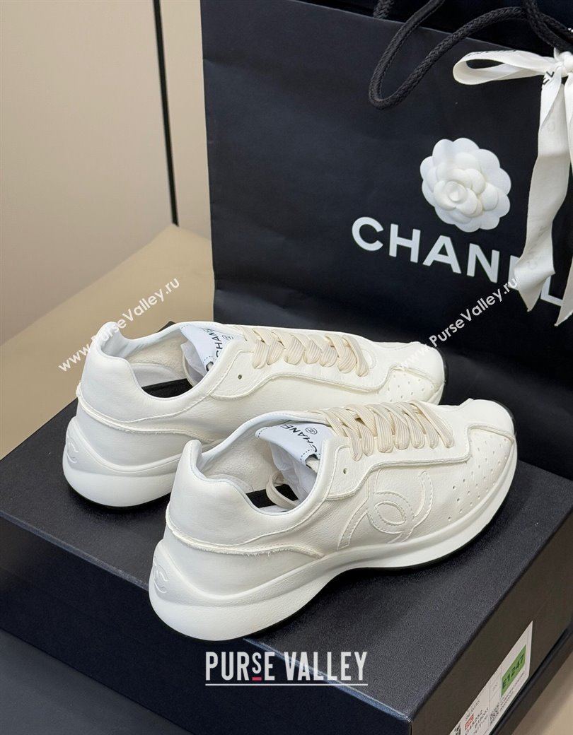 Chanel Calfskin Leather Sneakers White 2024 G46252 (SS-240102013)