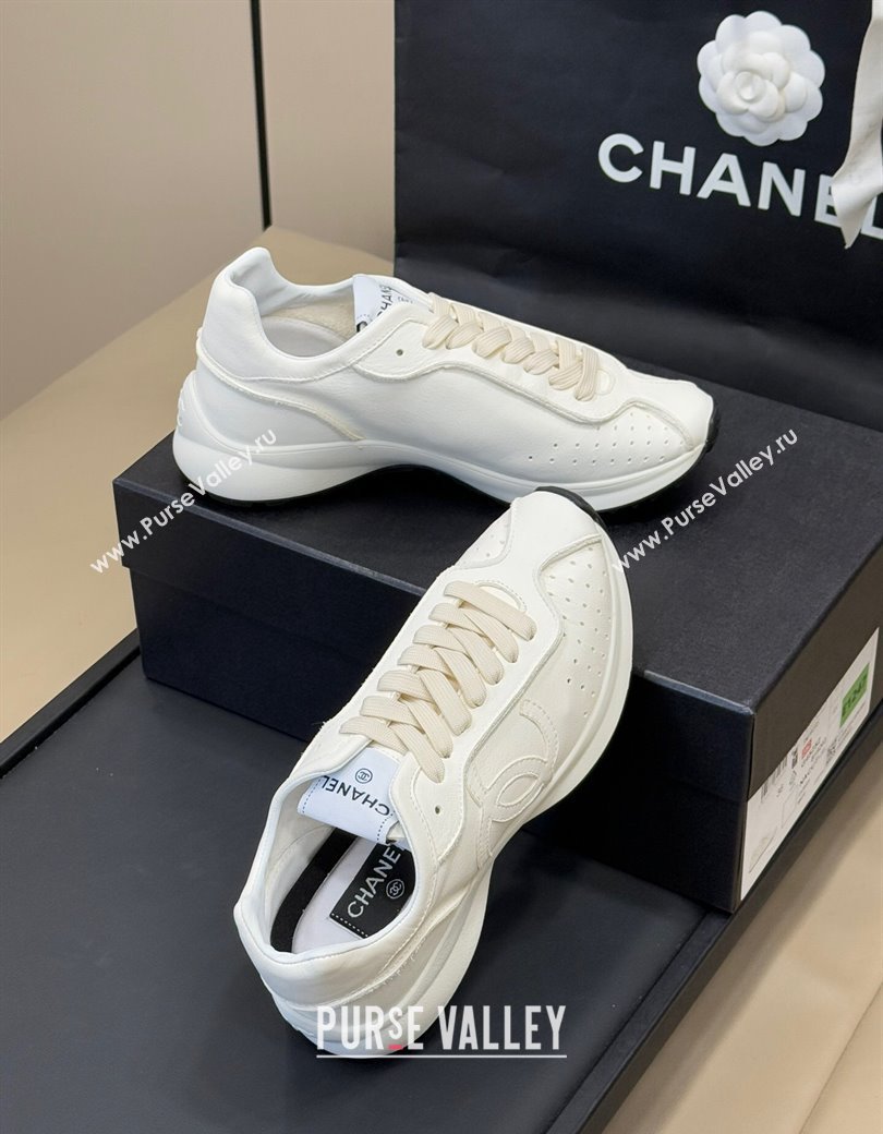 Chanel Calfskin Leather Sneakers White 2024 G46252 (SS-240102013)