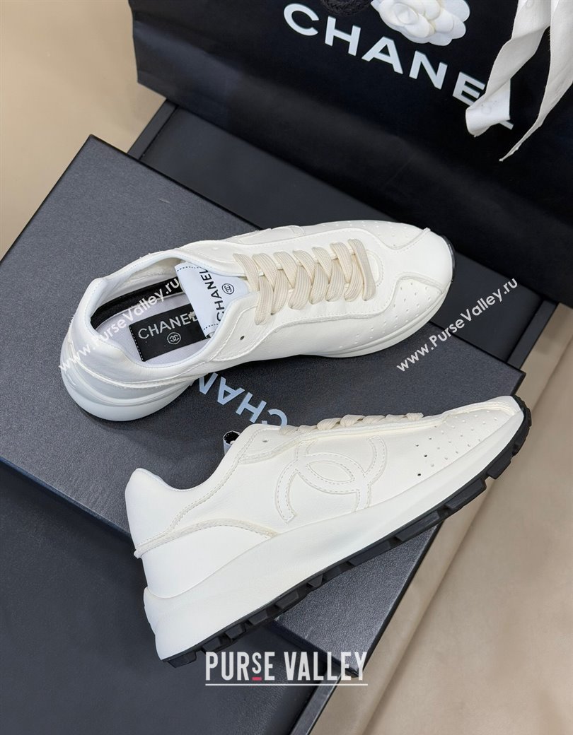 Chanel Calfskin Leather Sneakers White 2024 G46252 (SS-240102013)