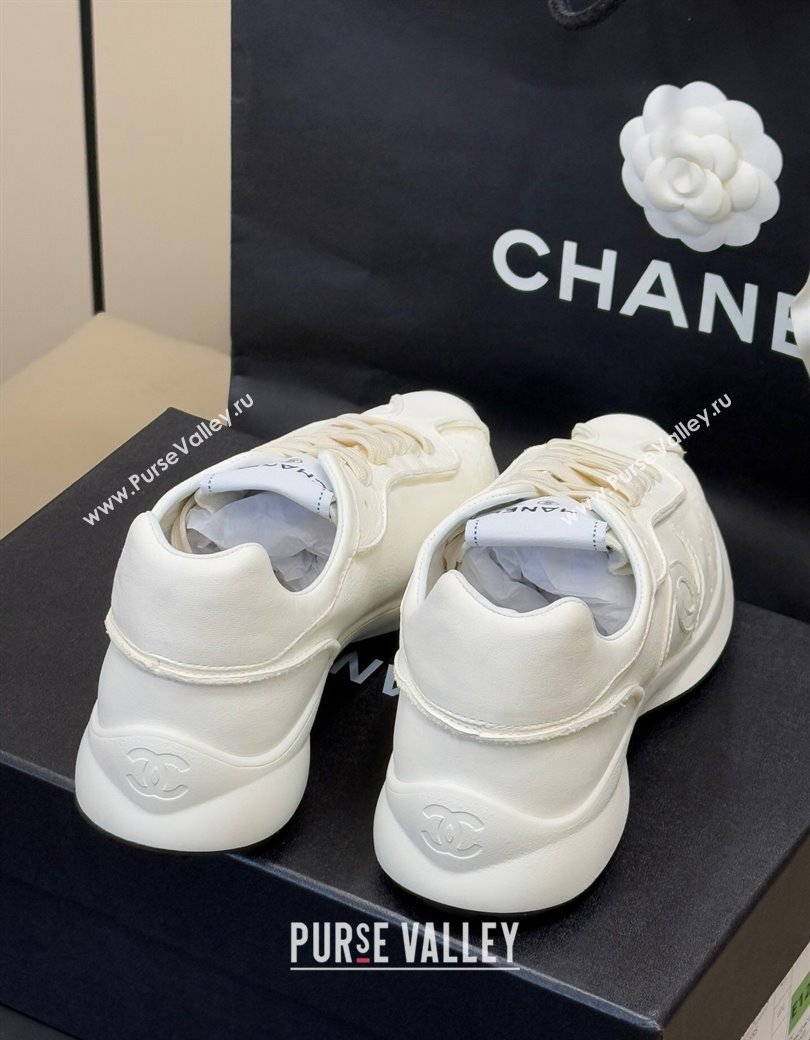 Chanel Calfskin Leather Sneakers White 2024 G46252 (SS-240102013)