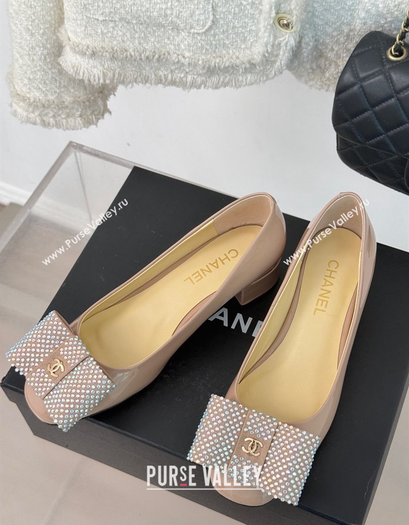 Chanel Patent Calfskin Pumps with Strass Bow Pink 2024 CH010303 (MD-250103019)