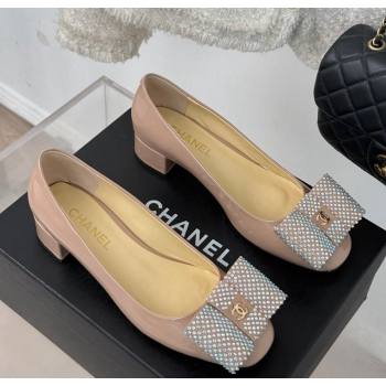 Chanel Patent Calfskin Pumps with Strass Bow Pink 2024 CH010303 (MD-250103019)